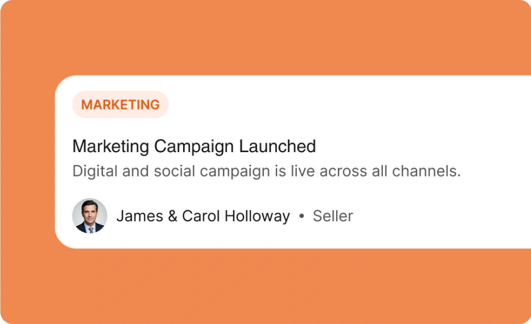 A marketing campaign notification card