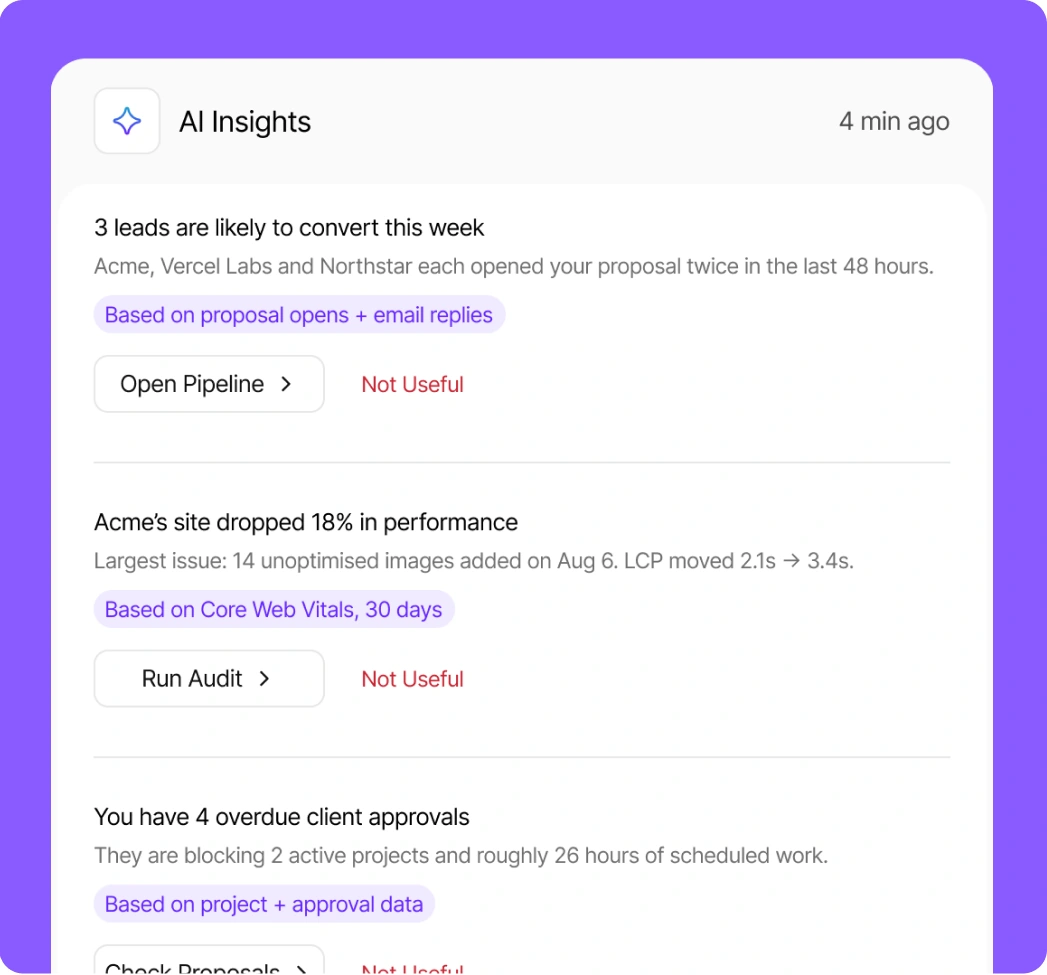 An AI insights panel